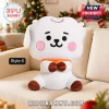 BT21 BTS Cartoon Animal Stuffed Plush Pillow RJ character with white fur, pink cheeks, and brown feet on a sofa.