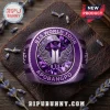 BTS Apobangpo World Tour 2026 Purple Championship Ring with a central winged logo on a dark leather and lavender background.