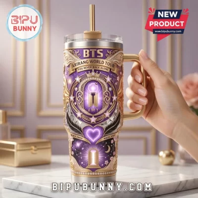 BTS Arirang World Tour Gold Accent 40oz Stanley Tumbler