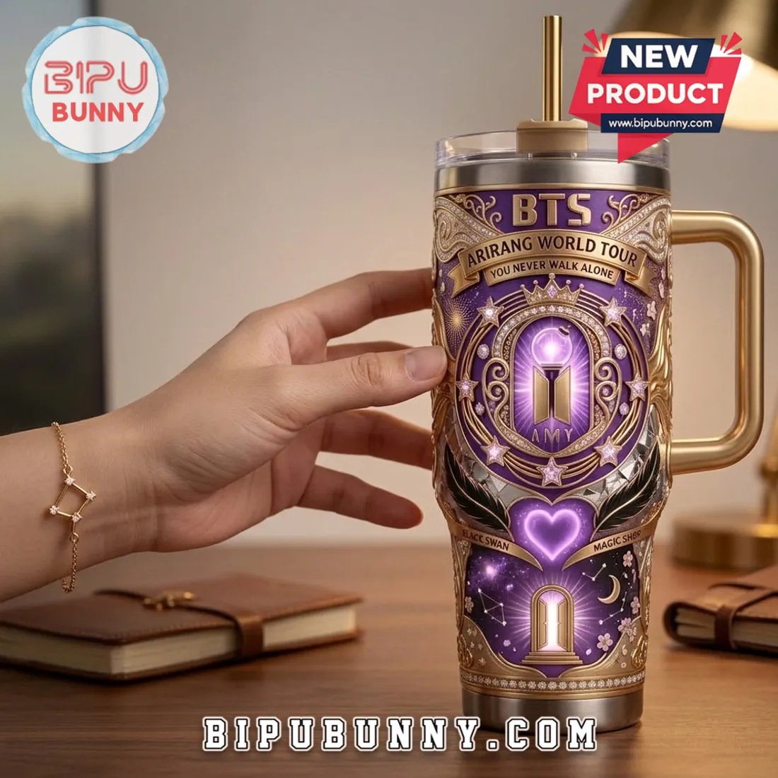 BTS Arirang World Tour Gold Accent 40oz Stanley Tumbler BTS Arirang World Tour Gold Accent 40oz Stanley Tumbler