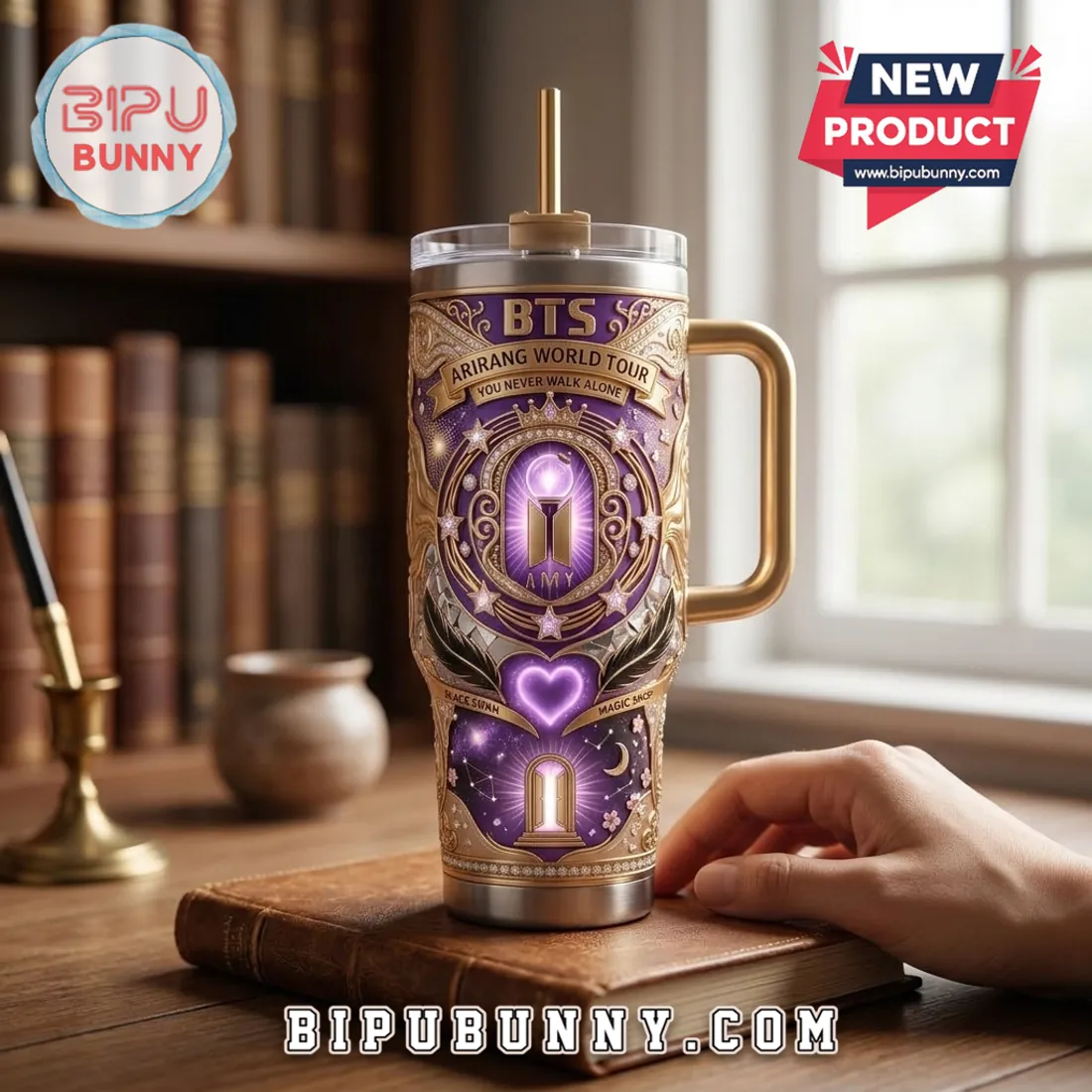 BTS Arirang World Tour Gold Accent 40oz Stanley Tumbler BTS Arirang World Tour Gold Accent 40oz Stanley Tumbler