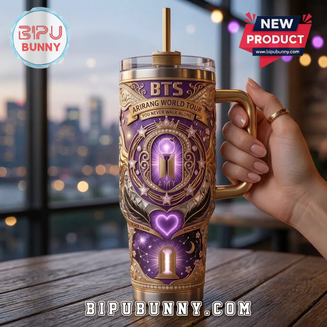 BTS Arirang World Tour Gold Accent 40oz Stanley Tumbler BTS Arirang World Tour Gold Accent 40oz Stanley Tumbler