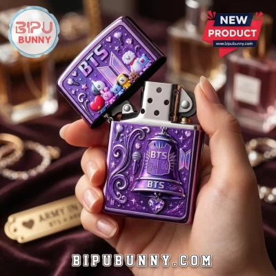 BTS Army Heart Engraved Purple Lighter Case