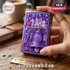 BTS Army Heart Engraved Purple Lighter Case featuring BT21 character figures, a center bell emblem, and purple star motif.