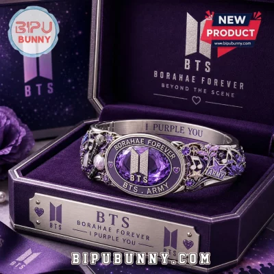 BTS Borahae Purple Crystal Stainless Steel Bracelet
