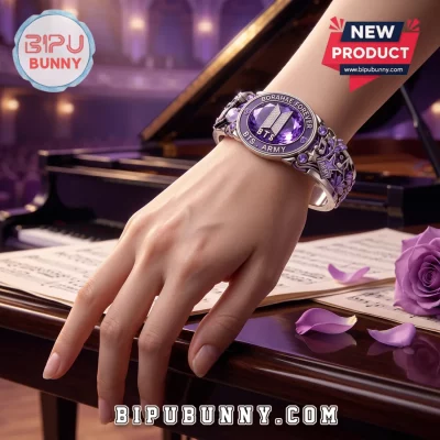 BTS Borahae Purple Crystal Stainless Steel Bracelet