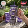 BTS Borahae Tie-Dye Stainless Steel Handle Tumbler featuring guitar artwork and purple gradient finish with purple straw.