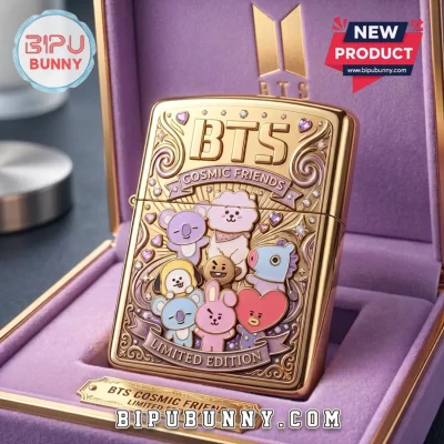 BTS BT21 Limited Edition Gold Metal Lighter Case