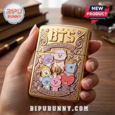 BTS BT21 Limited Edition Gold Metal Lighter Case
