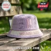 BTS Corduroy Embroidered Bucket Hat in pastel purple featuring member signatures and white text reading We Are Back.
