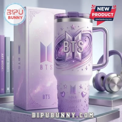 BTS Love Yourself Purple Handle Tumbler