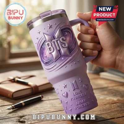 BTS Love Yourself Purple Handle Tumbler