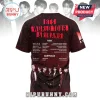 BTS Members Forever Young Thank You For The Memories T-Shirt featuring a black and red world tour schedule print.