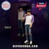 BTS Movie Weeks Collectible Desk Figure of Suga wearing a purple and white ringer tee, glasses, and ripped blue jeans.