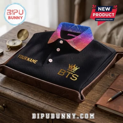 BTS Personalized Black Gold Logo Polo Shirt BTS Personalized Black Gold Logo Polo Shirt