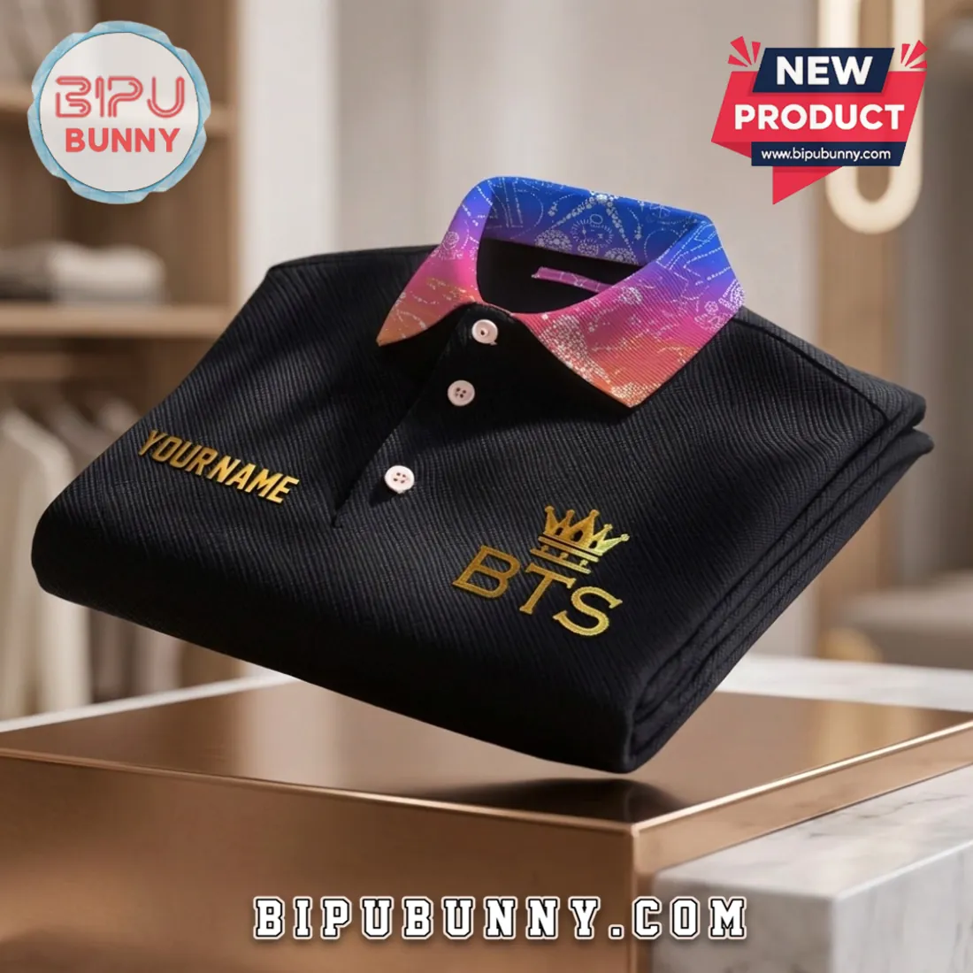 BTS Personalized Black Gold Logo Polo Shirt BTS Personalized Black Gold Logo Polo Shirt