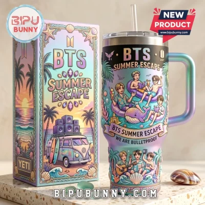 BTS Summer Escape Pastel Stainless Steel Handle Tumbler