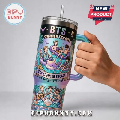 BTS Summer Escape Pastel Stainless Steel Handle Tumbler