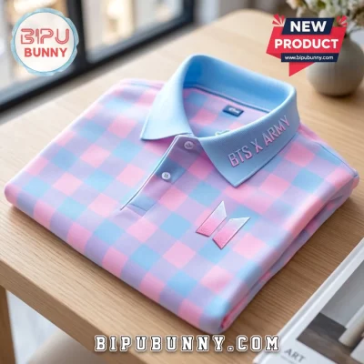 BTS x ARMY Plaid Pastel Polo Shirt
