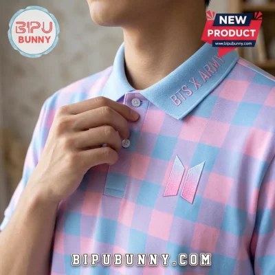 BTS x ARMY Plaid Pastel Polo Shirt