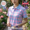 BTS x ARMY Plaid Pastel Polo Shirt featuring blue and pink checkered pattern with a embroidered logo and collar text.