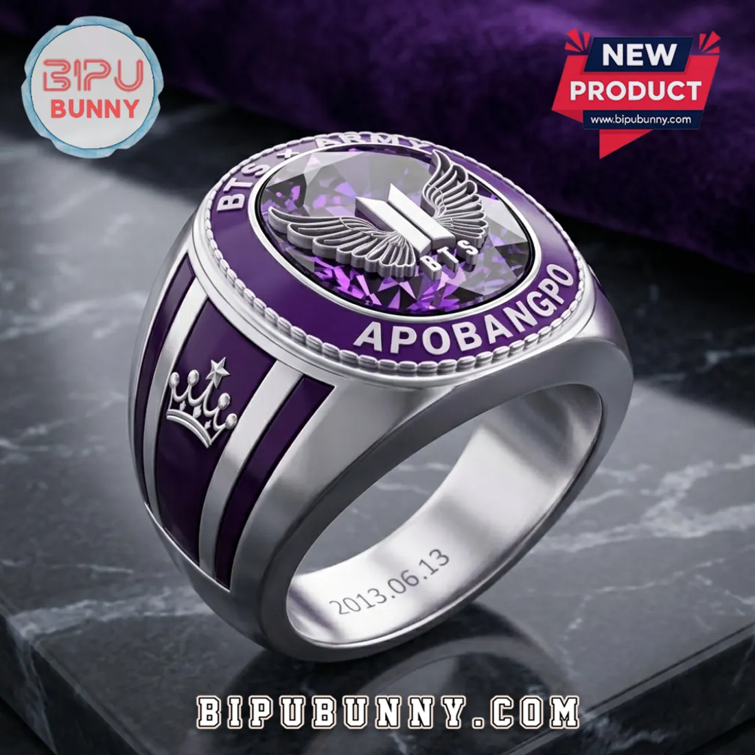 BTS x ARMY Purple Crystal Apobangpo Commemorative Ring BTS x ARMY Purple Crystal Apobangpo Commemorative Ring