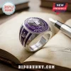 BTS x ARMY Purple Crystal Apobangpo Commemorative Ring featuring an inlaid purple stone, BTS logo, and 2013.06.13 date.