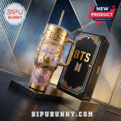 BTS x BT21 Cosmic Friends Gold Stainless Steel Handle Tumbler