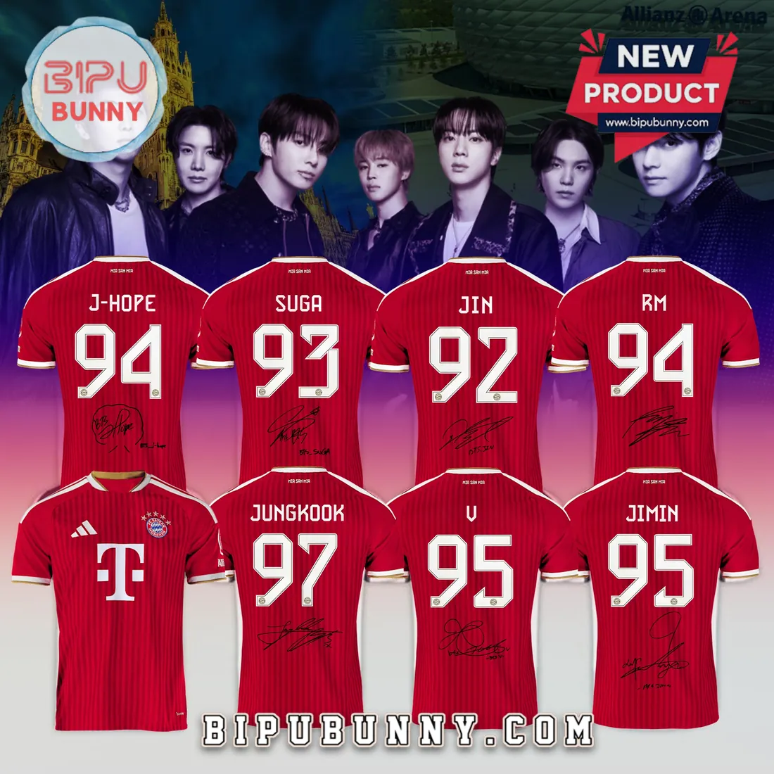 BTS x FC Bayern München Signature Red Football Jersey BTS x FC Bayern München Signature Red Football Jersey