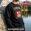 Canada Strong Maple Leaf Paw Black Sweatshirt featuring a red flag graphic with a central paw print on a black cotton crew.
