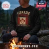 Canada Strong Maple Leaf Paw Black Sweatshirt featuring a red flag emblem with a white paw print on a dark background.