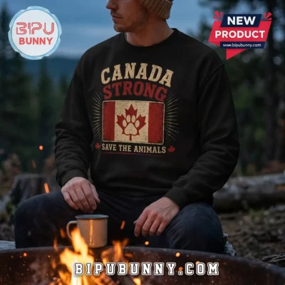 Canada Strong Maple Leaf Paw Black Sweatshirt