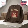 Canada Strong Maple Leaf Paw Black Sweatshirt featuring a red Canadian flag print with a centered paw icon and text.