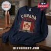 Canada Strong Maple Leaf Paw Black Sweatshirt featuring a red Canadian flag print with a centered animal paw icon.