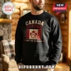 Canada Strong Maple Leaf Paw Black Sweatshirt featuring a red and white flag graphic with a paw print in the center.