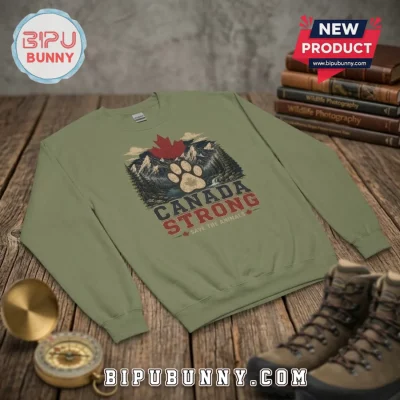 Canada Strong Mountain Paw Print Charcoal Sweatshirt