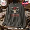 Canada Strong Mountain Paw Print Charcoal Sweatshirt featuring a red maple leaf, mountain landscape, and animal paw graphic.