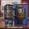 Canterbury-Bankstown Bulldogs 91st Anniversary YETI handle tumbler featuring blue fire graphics, team logo, and stadium art.