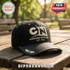 Cartoon Network EST 1992 black baseball cap featuring a white CN logo and textured brim sitting on a wooden bench.