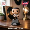 Chester Bennington vinyl collectible figure kneeling on a speaker base, wearing a white t-shirt and black trousers.!