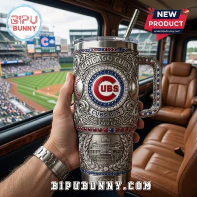 Chicago Cubs 40oz Embossed Stainless Steel Tumbler with Handle
