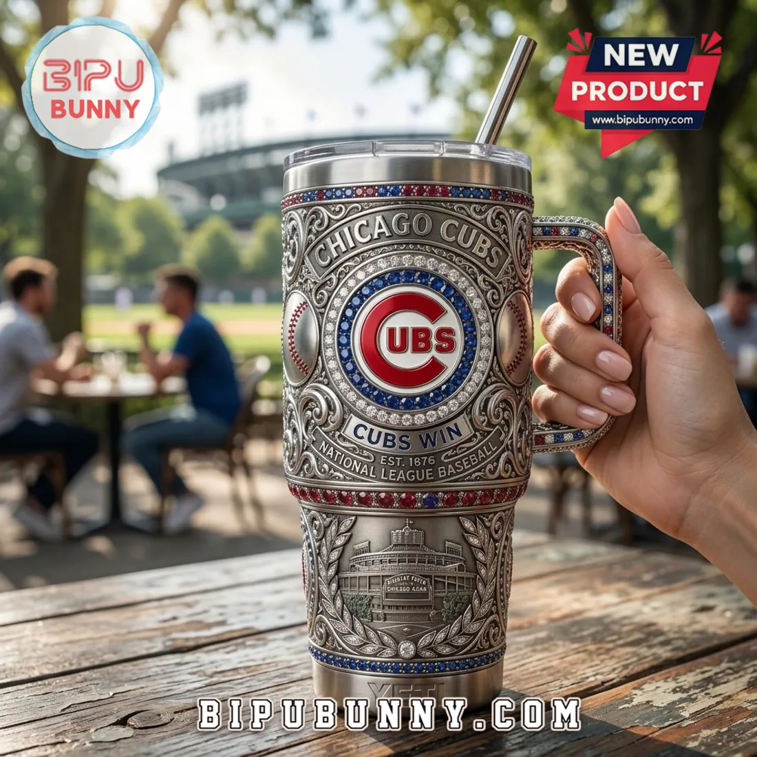 Chicago Cubs 40oz Embossed Stainless Steel Tumbler with Handle Chicago Cubs 40oz Embossed Stainless Steel Tumbler with Handle