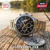Chicago White Sox chronograph watch with stainless steel band, black dial, diamond hour markers, and matching metal coin.!