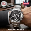 Chicago White Sox stainless steel chronograph watch with black dial and diamond-accented indices on a wrist.!