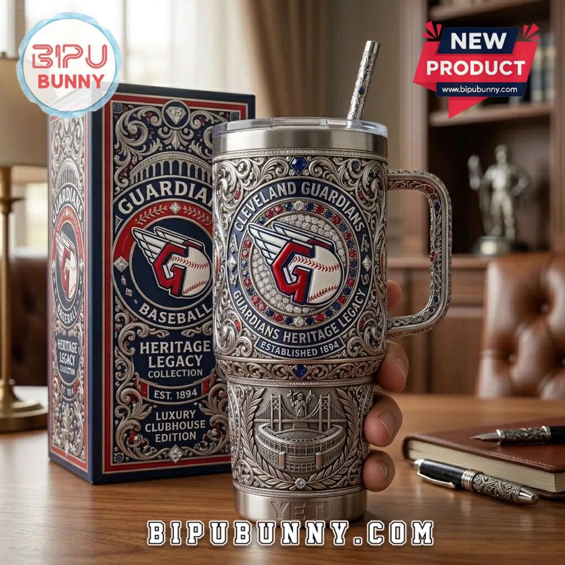 Cleveland Guardians Engraved Heritage Stainless Steel 40oz Tumbler Cleveland Guardians Engraved Heritage Stainless Steel 40oz Tumbler
