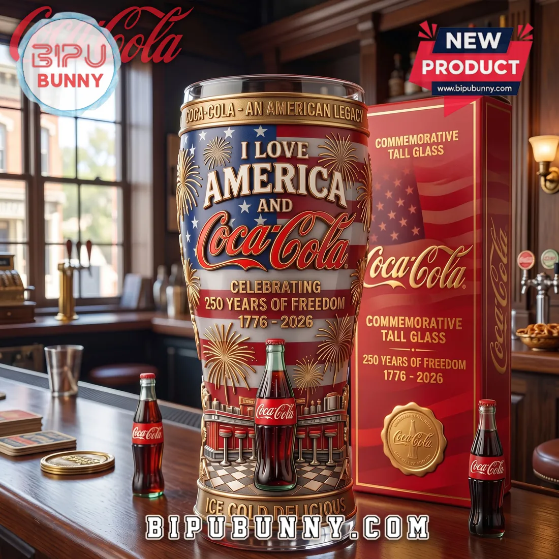 Coca-Cola 250th Anniversary Commemorative Beer Glass Coca-Cola 250th Anniversary Commemorative Beer Glass