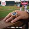 Gold Cody Bellinger NY Yankees All-Star Game MVP championship ring with a large blue center stone on a hand.!