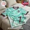 Portugal national team soccer jersey with turquoise wave pattern, maroon collar, number 7, and The Last Dance text.!