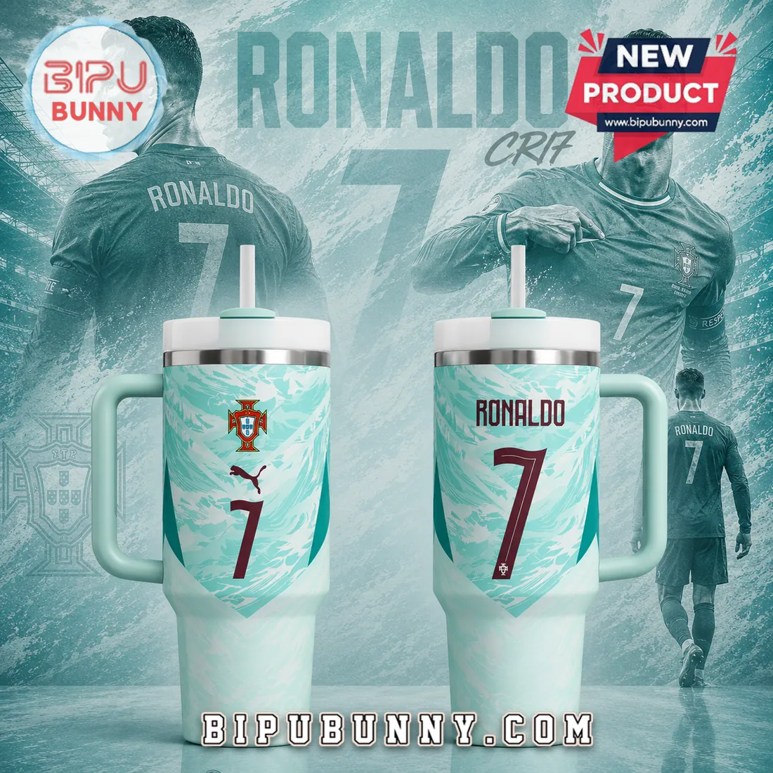Cristiano Ronaldo Portugal 40 OZ Stainless Steel Tumbler Cristiano Ronaldo Portugal 40 OZ Stainless Steel Tumbler