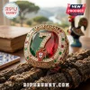 Gold Cristiano Ronaldo championship ring with red and green gemstone, Portugal emblem, and number seven on a cork base.!